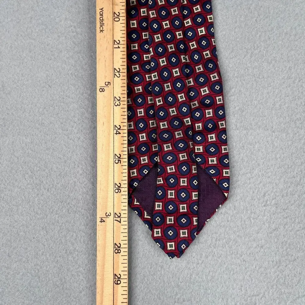 Christian Dior MONSIEUR Tie Silk Red Blue Abstract Geometric Men's